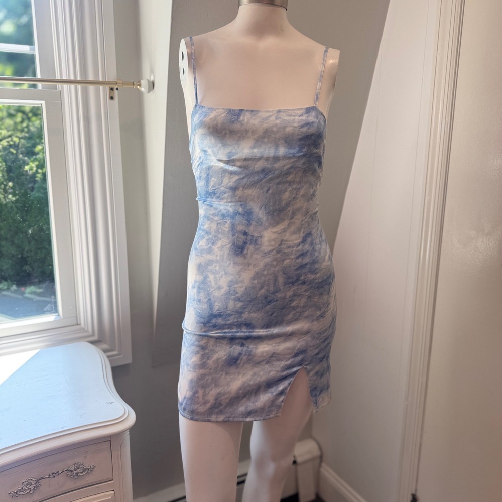 Revolve‎ Superdown Kensley Lined Slit Mini Dress blue/White tie-dye | Size XXS